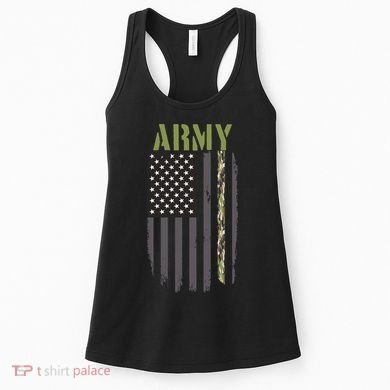 Army Veteran Thin Camo Line Flag Women's Tank Top