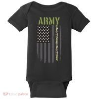Army Veteran Thin Camo Line Flag Baby Bodysuit thumb 0