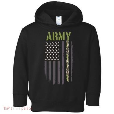 Army Veteran Thin Camo Line Flag Toddler Hoodie