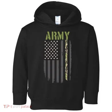Army Veteran Thin Camo Line Flag Toddler Hoodie