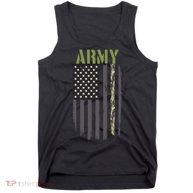 Army Veteran Thin Camo Line Flag Tank Top
