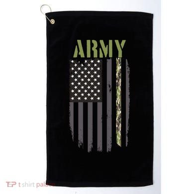Army Veteran Thin Camo Line Flag Golf Towel