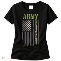 Army Veteran Thin Camo Line Flag Women's T-Shirt thumb 0