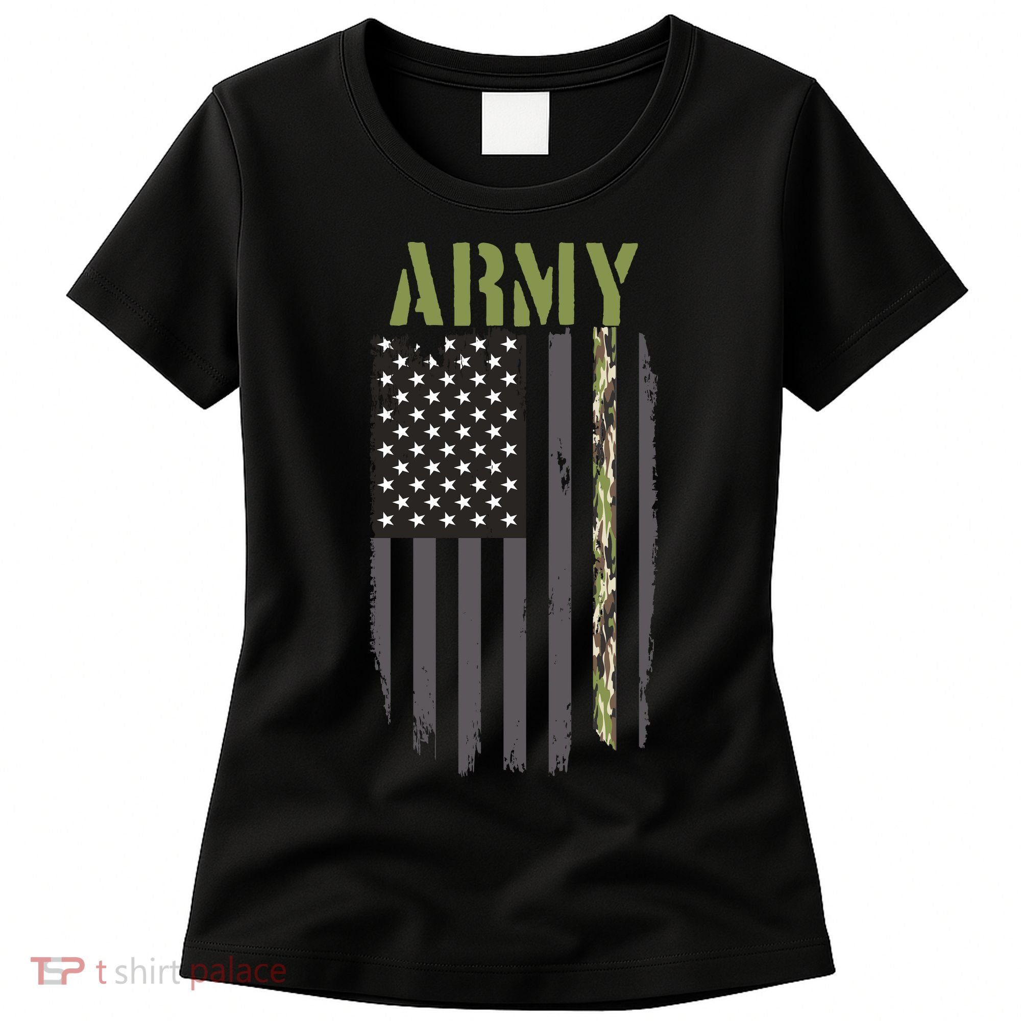 Army Veteran Thin Camo Line Flag Women's T-Shirt