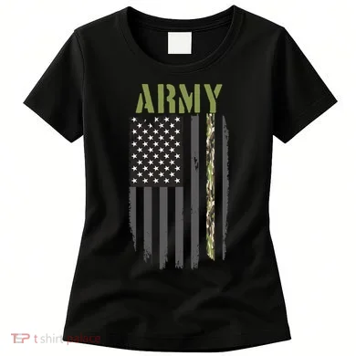 Army Veteran Thin Camo Line Flag Women's T-Shirt