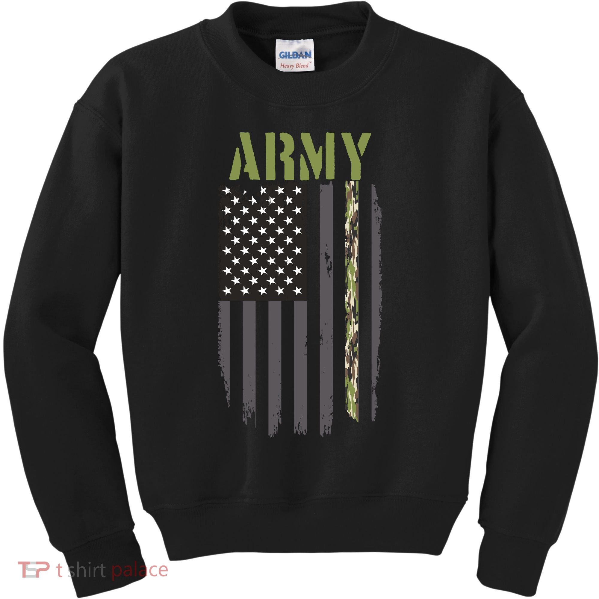 Army Veteran Thin Camo Line Flag Kids Sweatshirt