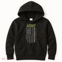 Army Veteran Thin Camo Line Flag Kids Hoodie thumb 0