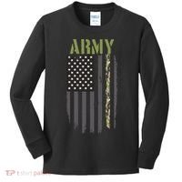 Army Veteran Thin Camo Line Flag Kids Long Sleeve Shirt thumb 0