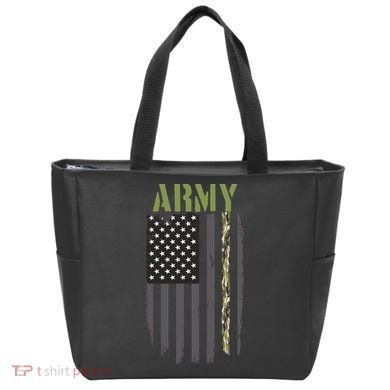Army Veteran Thin Camo Line Flag Tote Bag