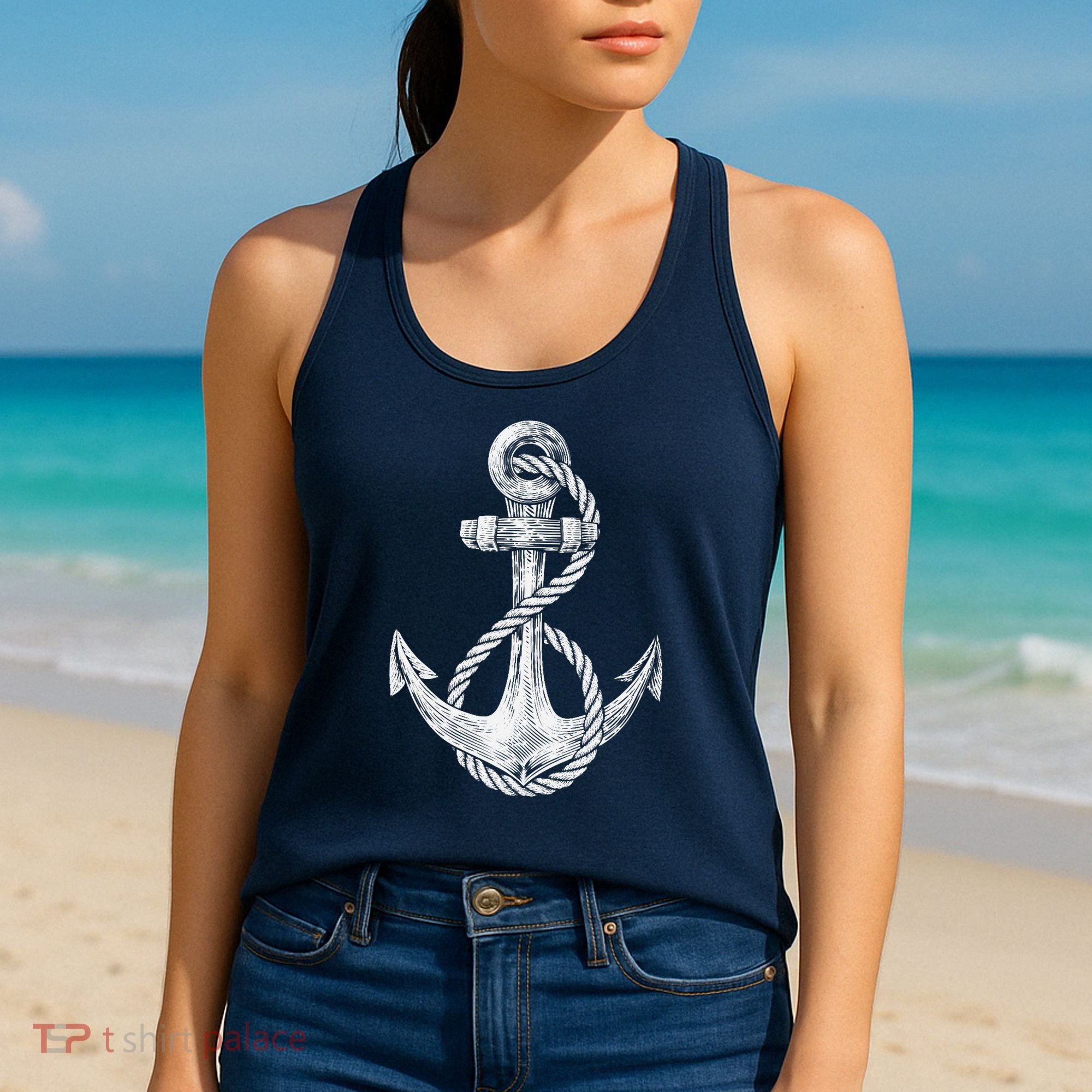 Anchor Rope Nautical Sailing Sail Sea Women's Tank Top