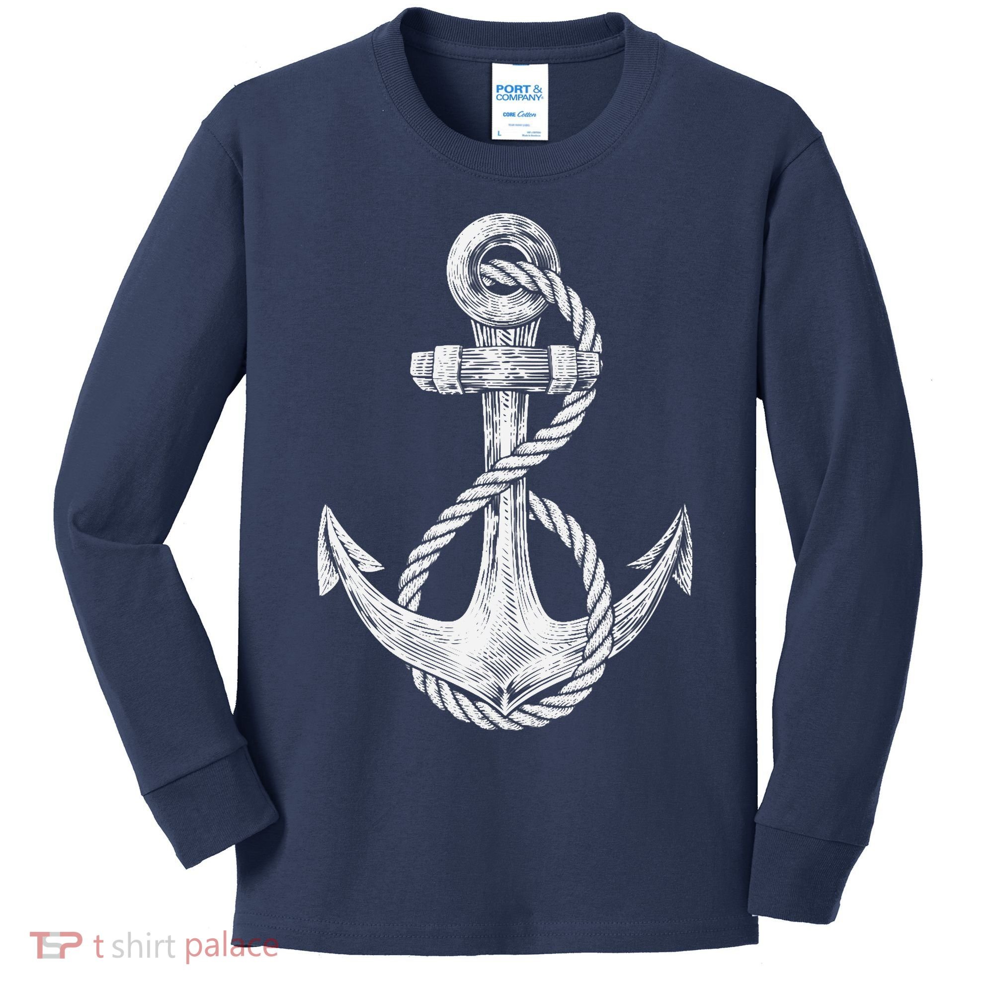 Anchor Rope Nautical Sailing Sail Sea Kids Long Sleeve Shirt