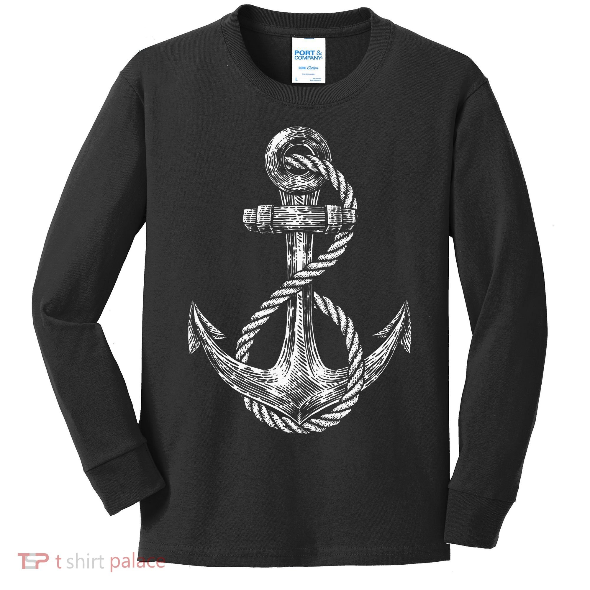Anchor Rope Nautical Sailing Sail Sea Kids Long Sleeve Shirt