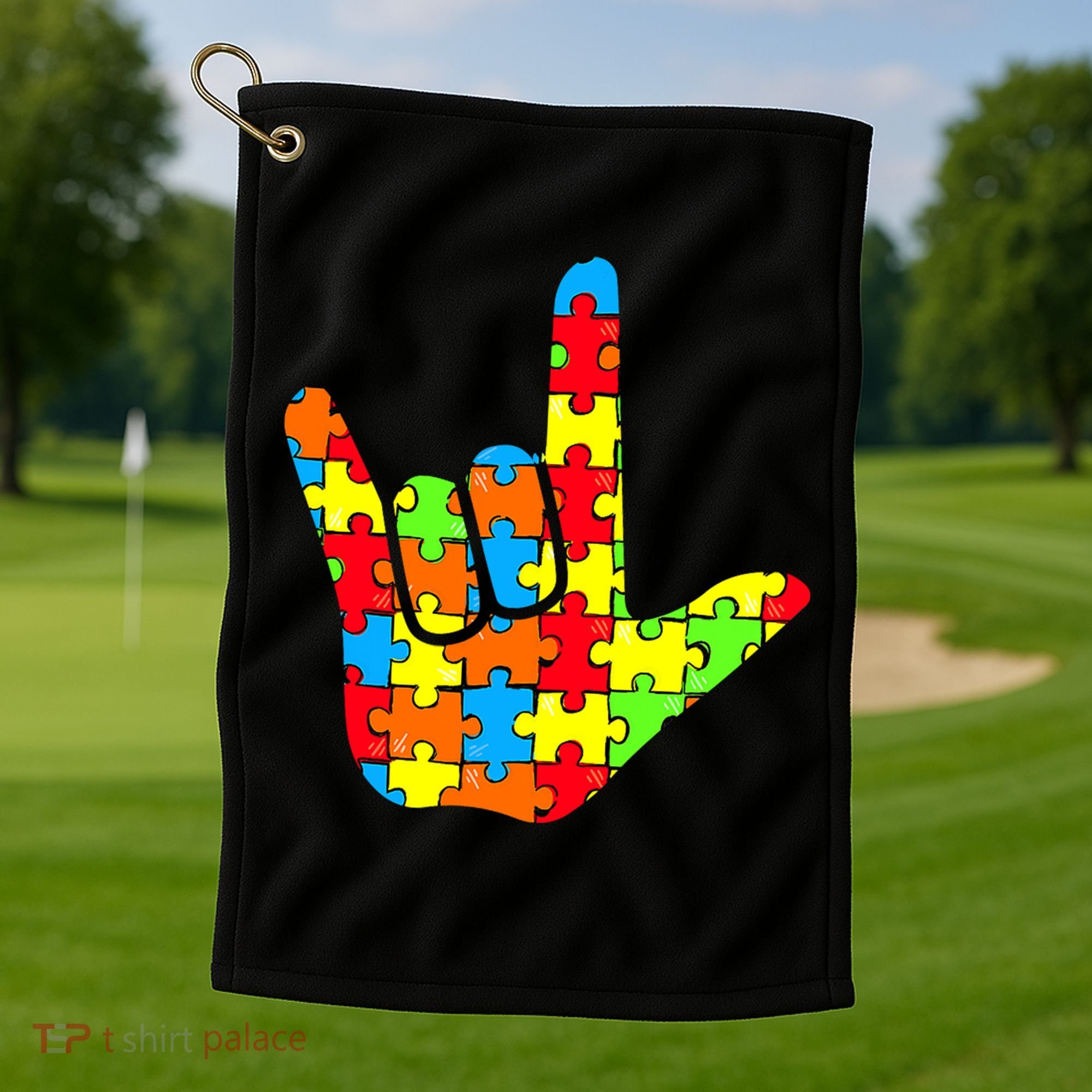 Autism Rock On Hand Golf Towel