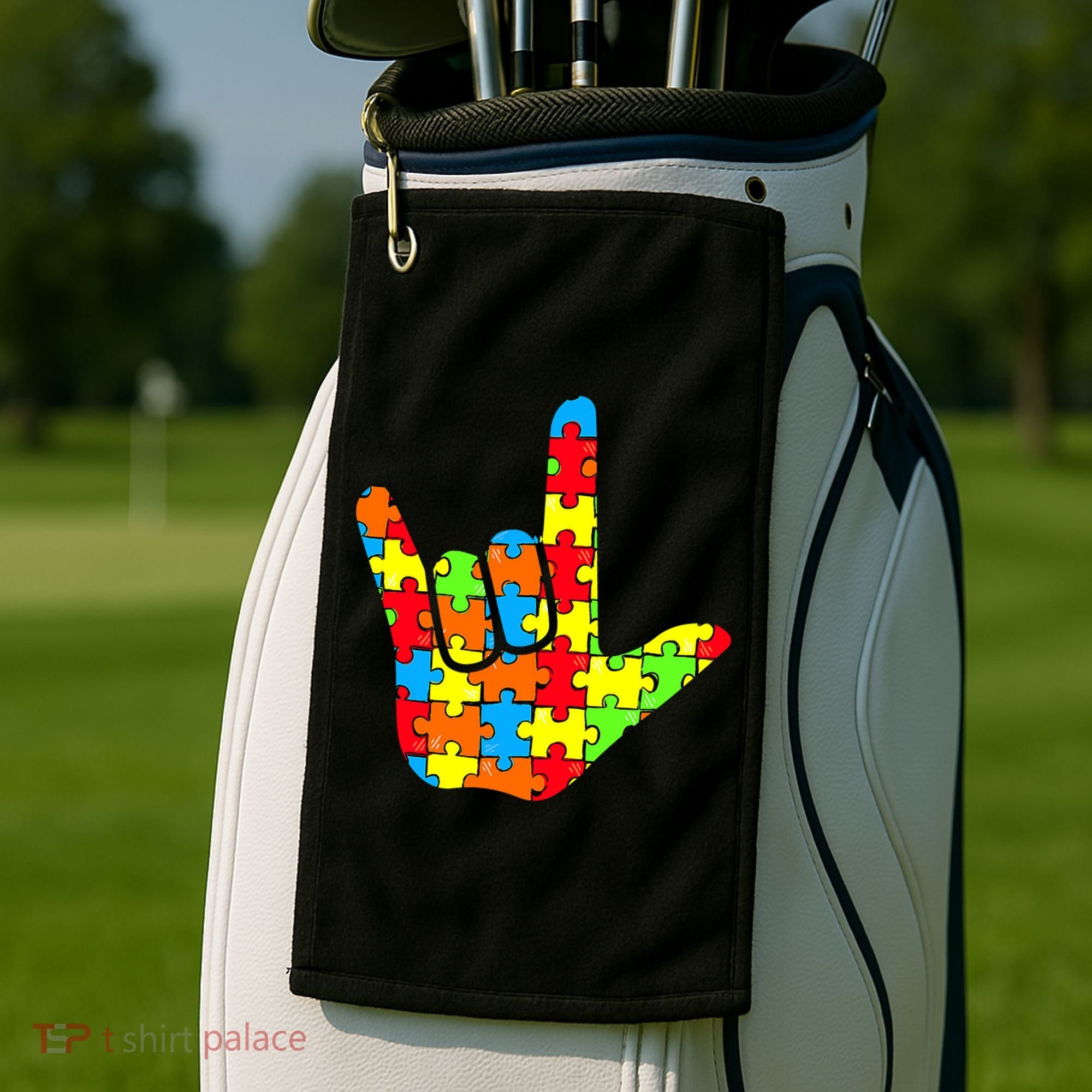 Autism Rock On Hand Golf Towel