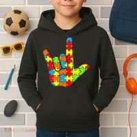 Autism Rock On Hand Kids Hoodie thumb 2