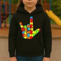 Autism Rock On Hand Kids Hoodie thumb 3