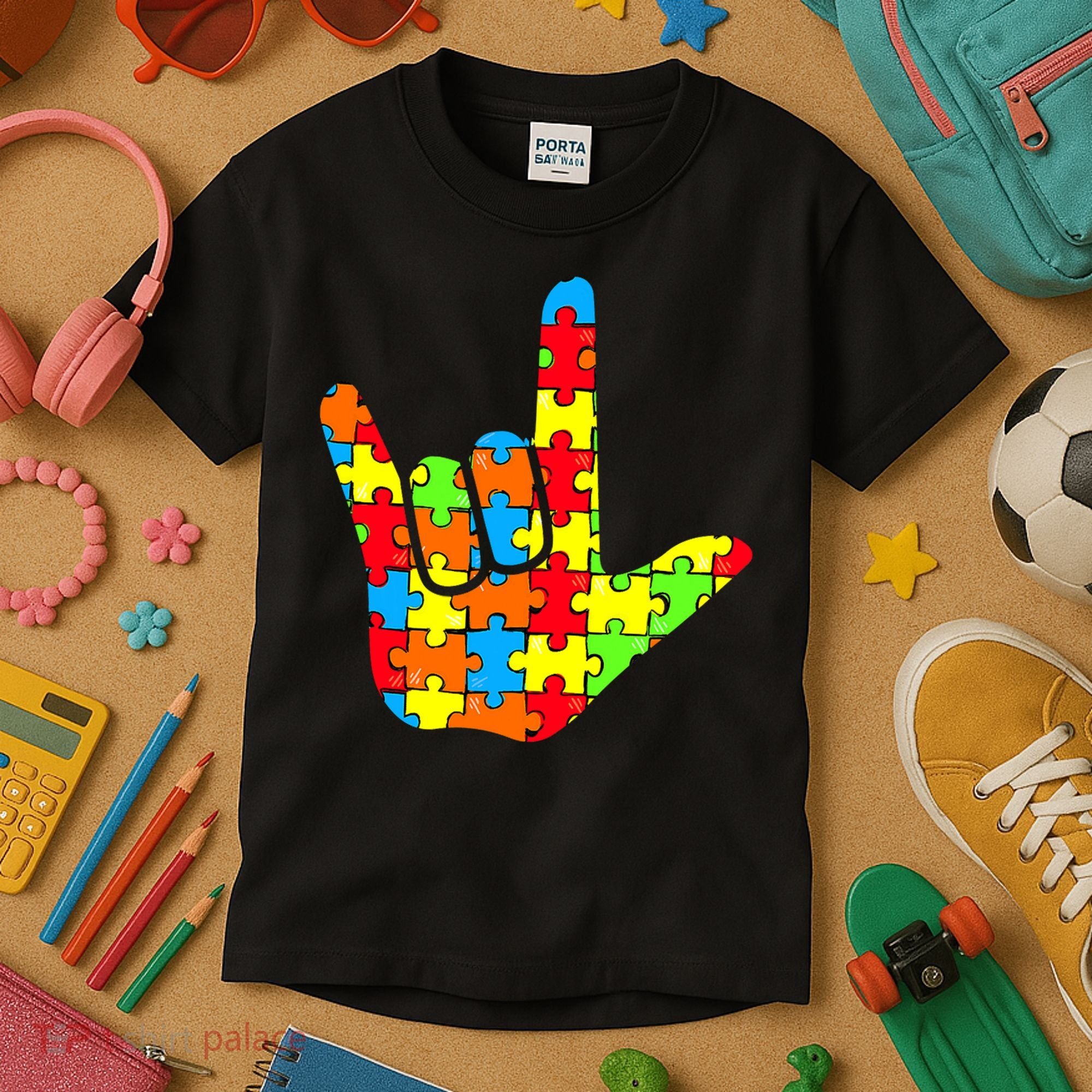Autism Rock On Hand Kids T-Shirt