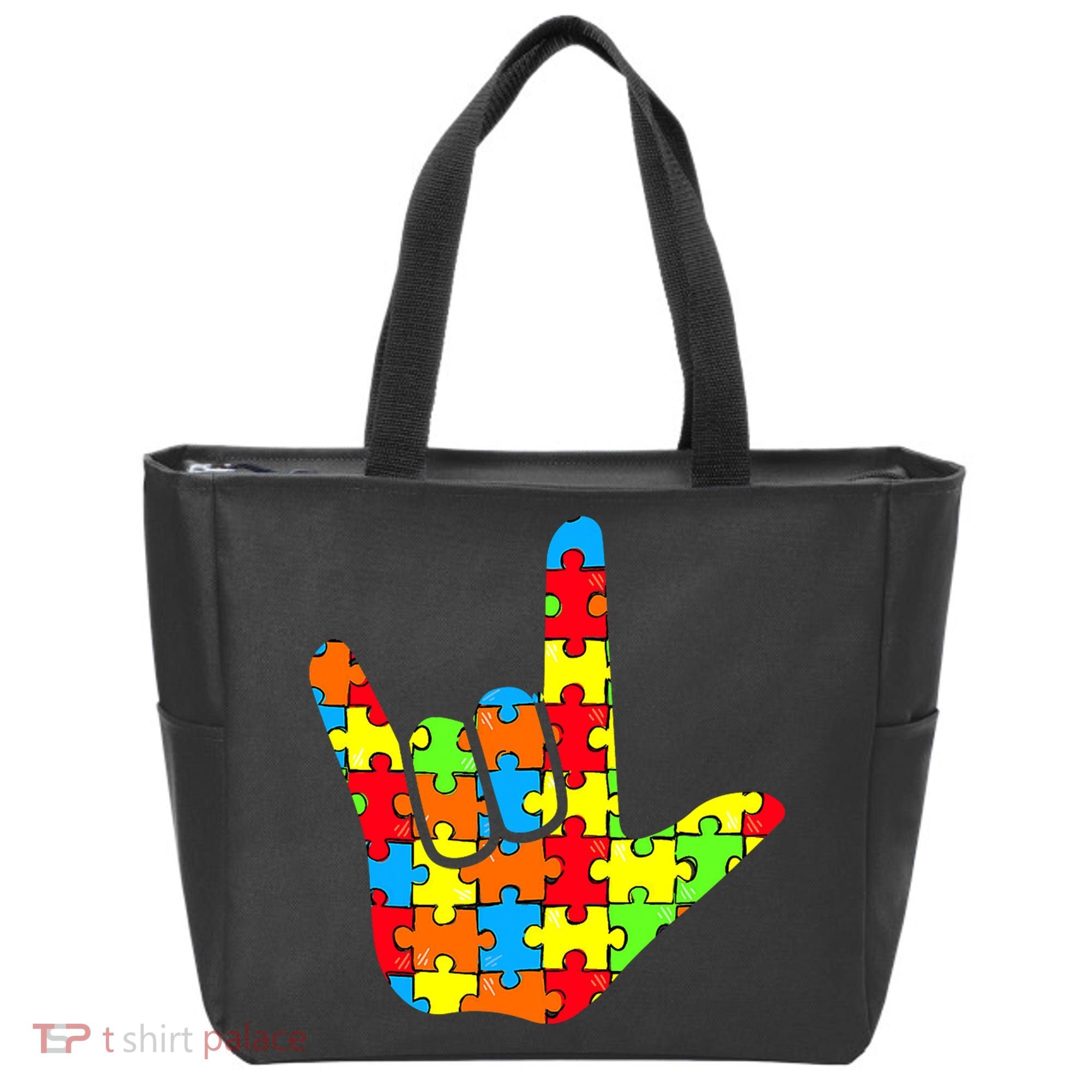 Autism Rock On Hand Tote Bag