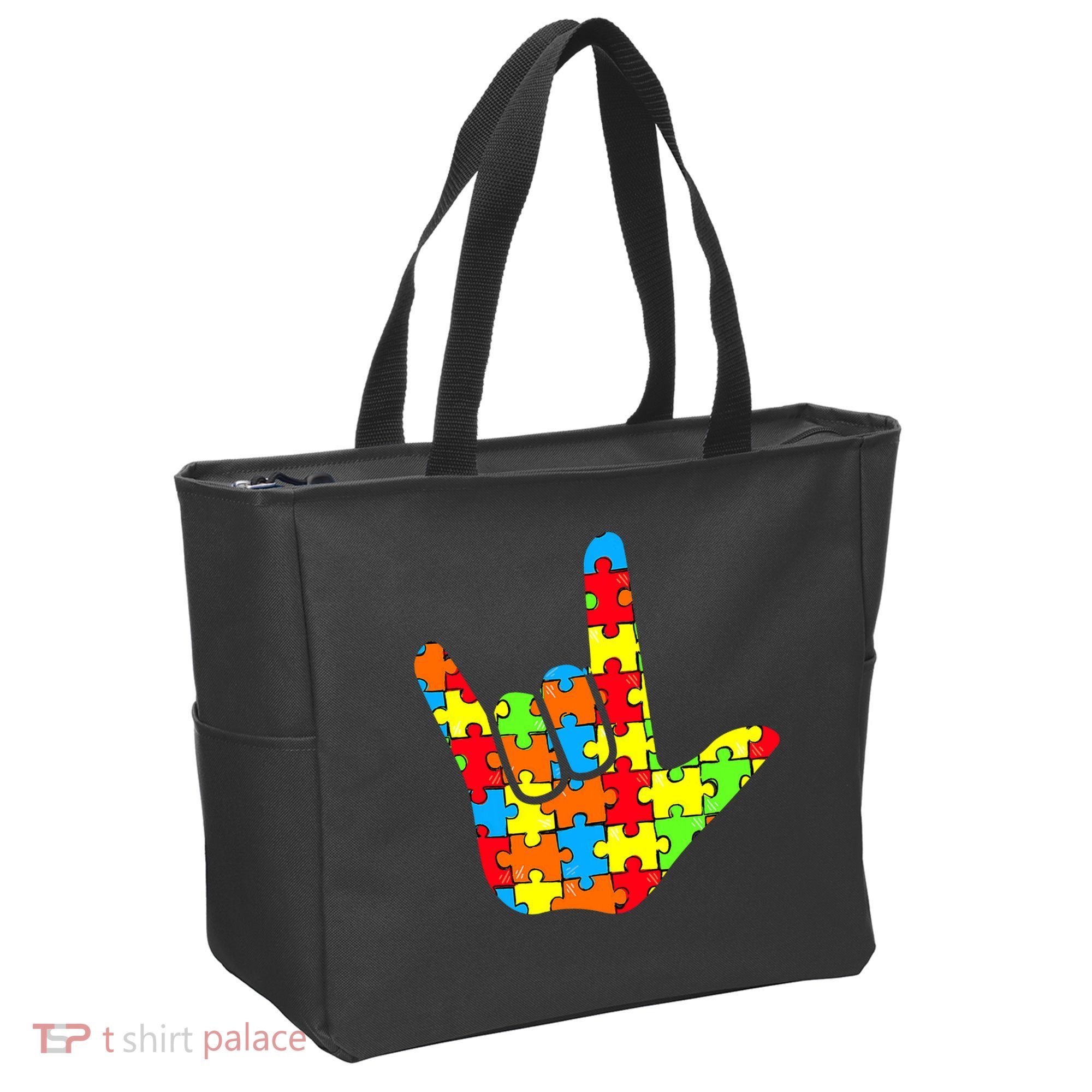 Autism Rock On Hand Tote Bag