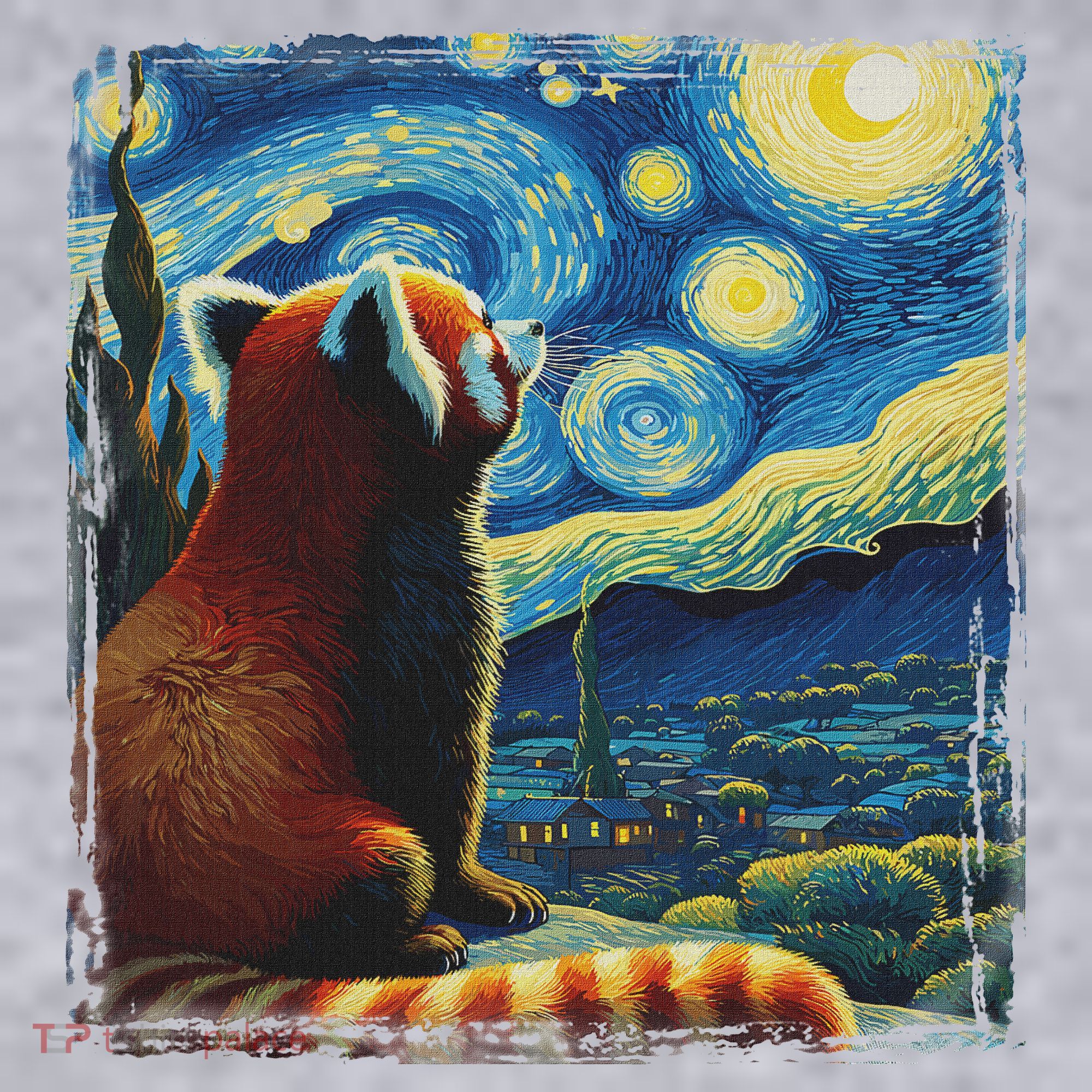 Artistic Red Panda Van Gogh Starry Night Red Panda Women's Sweatshirt