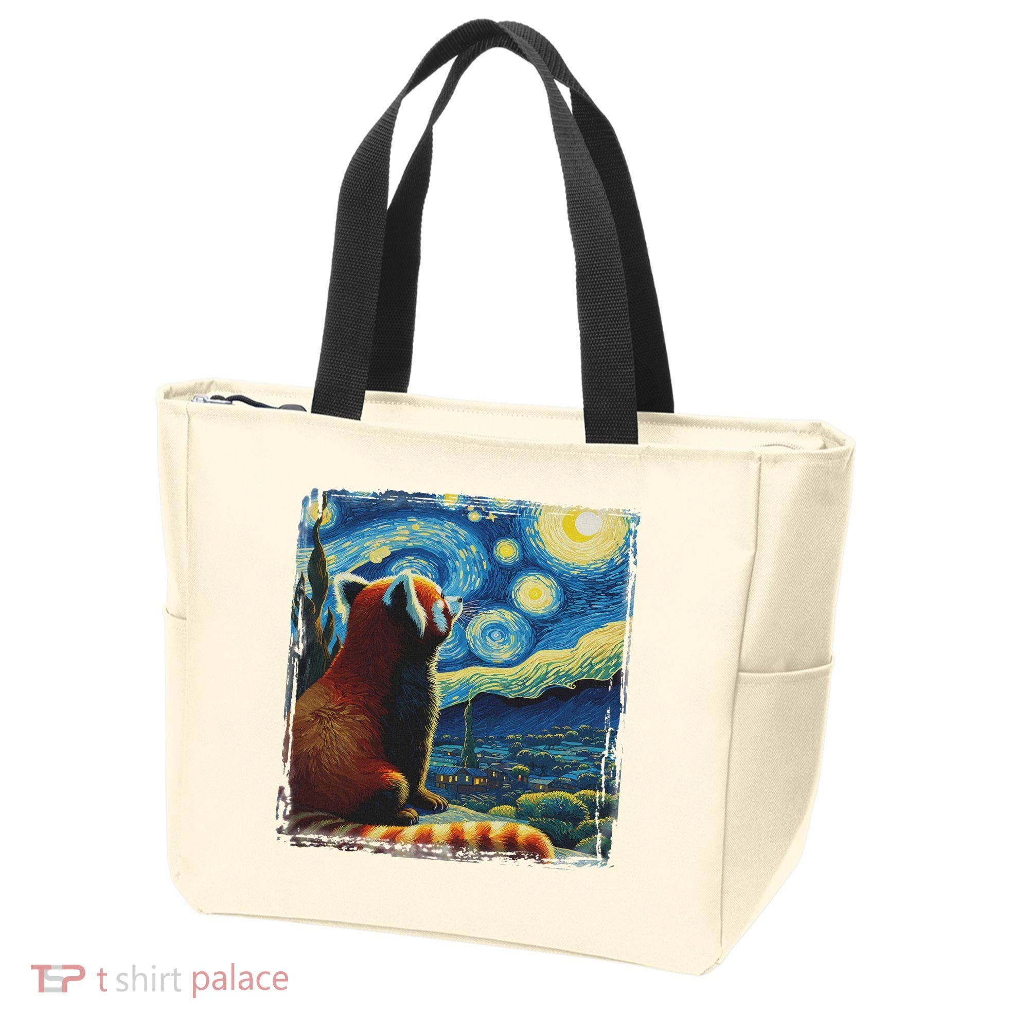 Artistic Red Panda Van Gogh Starry Night Red Panda Tote Bag