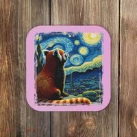 Artistic Red Panda Van Gogh Starry Night Red Panda Coaster thumb 0
