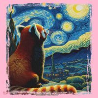 Artistic Red Panda Van Gogh Starry Night Red Panda Coaster thumb 2