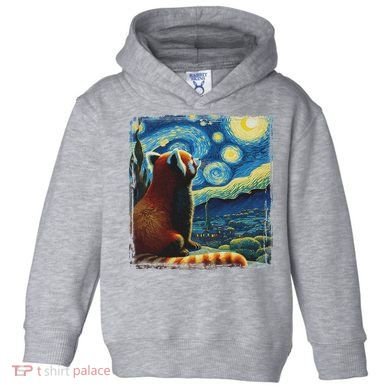 Artistic Red Panda Van Gogh Starry Night Red Panda Toddler Hoodie