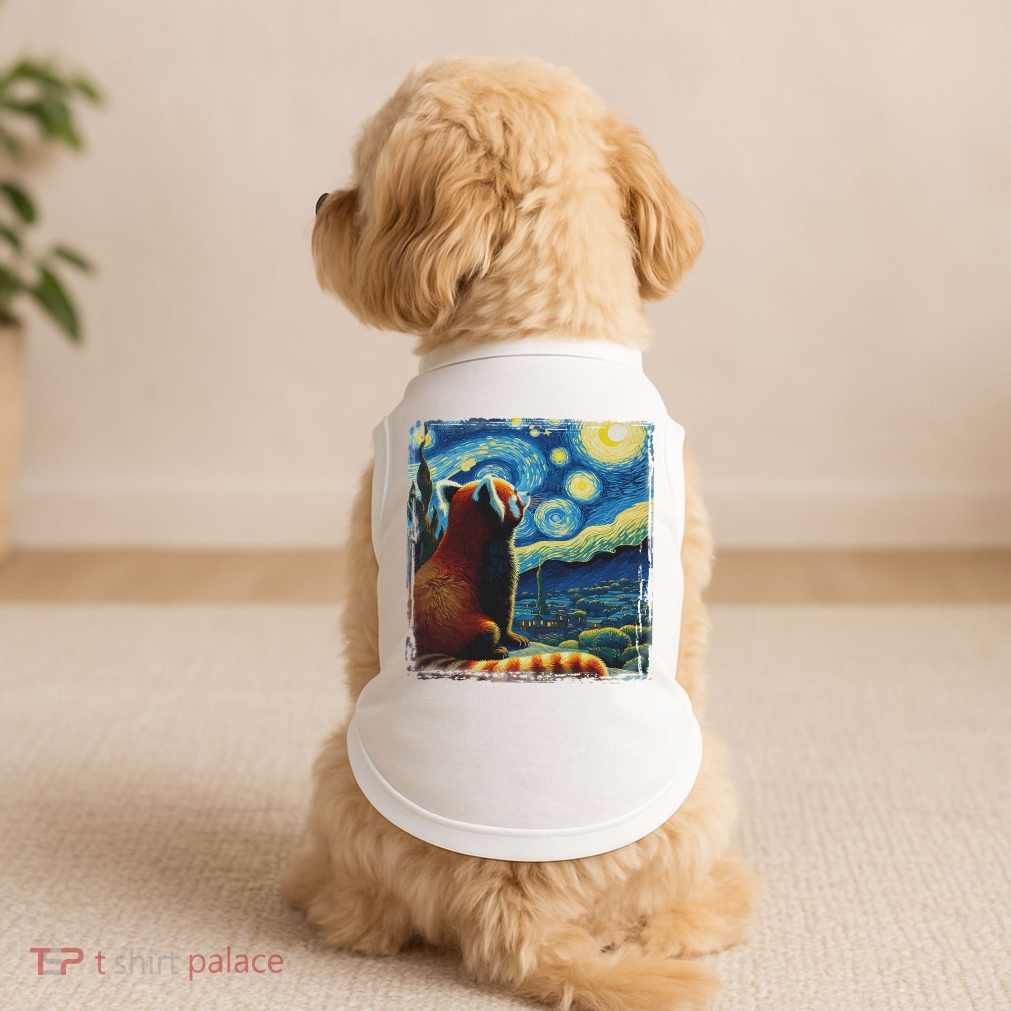 Artistic Red Panda Van Gogh Starry Night Red Panda Doggie Tank
