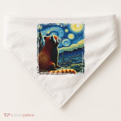 Artistic Red Panda Van Gogh Starry Night Red Panda USA-Made Doggie Bandana