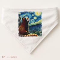 Artistic Red Panda Van Gogh Starry Night Red Panda USA-Made Doggie Bandana thumb 0