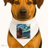 Artistic Red Panda Van Gogh Starry Night Red Panda USA-Made Doggie Bandana thumb 1