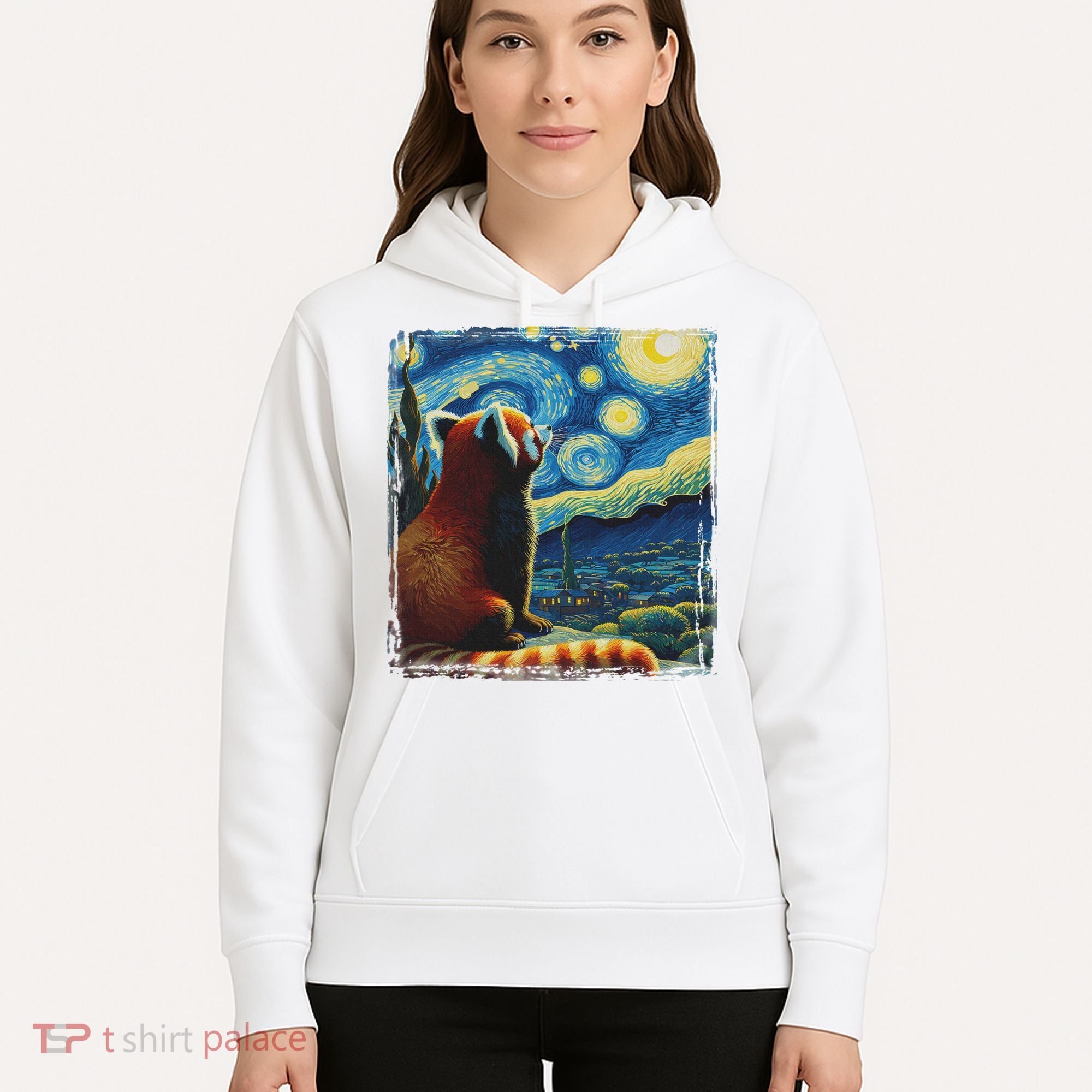Artistic Red Panda Van Gogh Starry Night Red Panda Hoodie