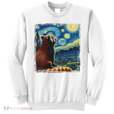 Artistic Red Panda Van Gogh Starry Night Red Panda Sweatshirt