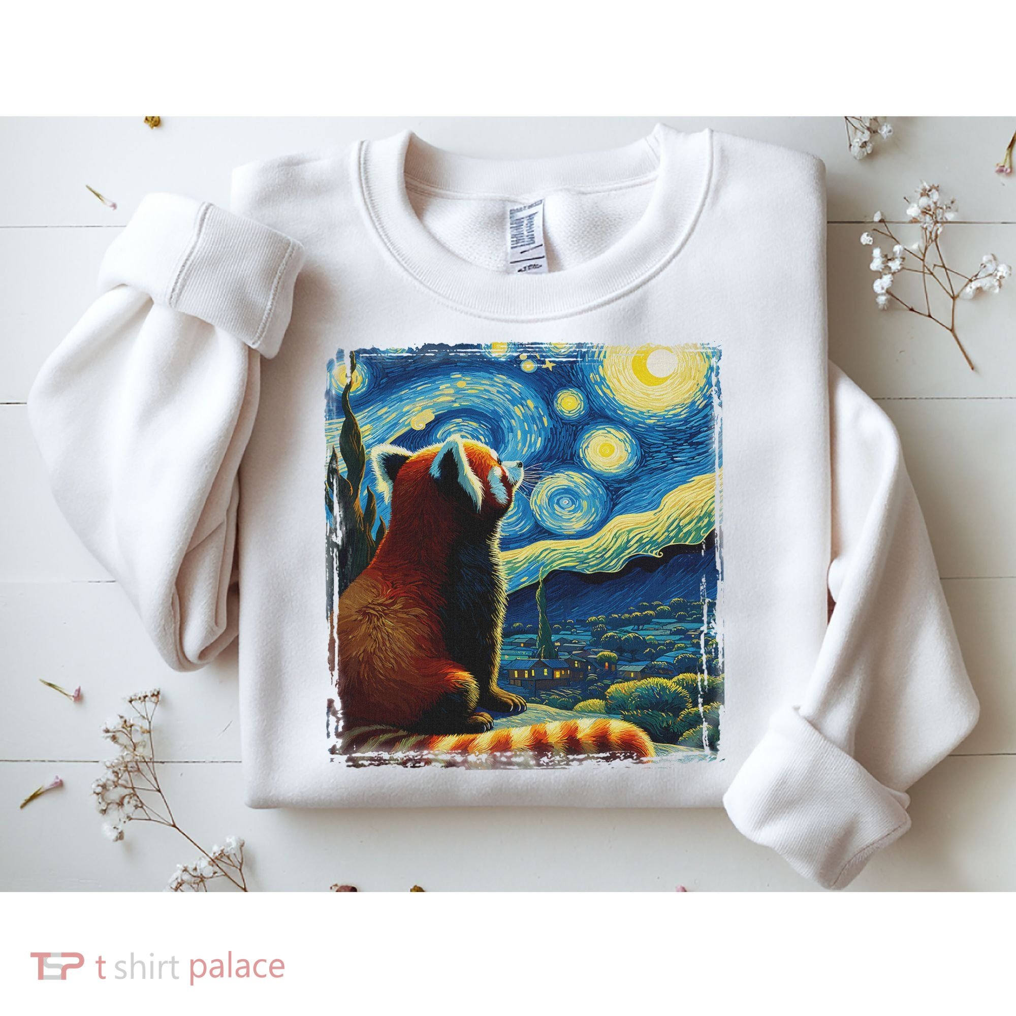 Artistic Red Panda Van Gogh Starry Night Red Panda Sweatshirt