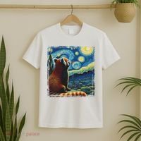 Artistic Red Panda Van Gogh Starry Night Red Panda T-Shirt thumb 2