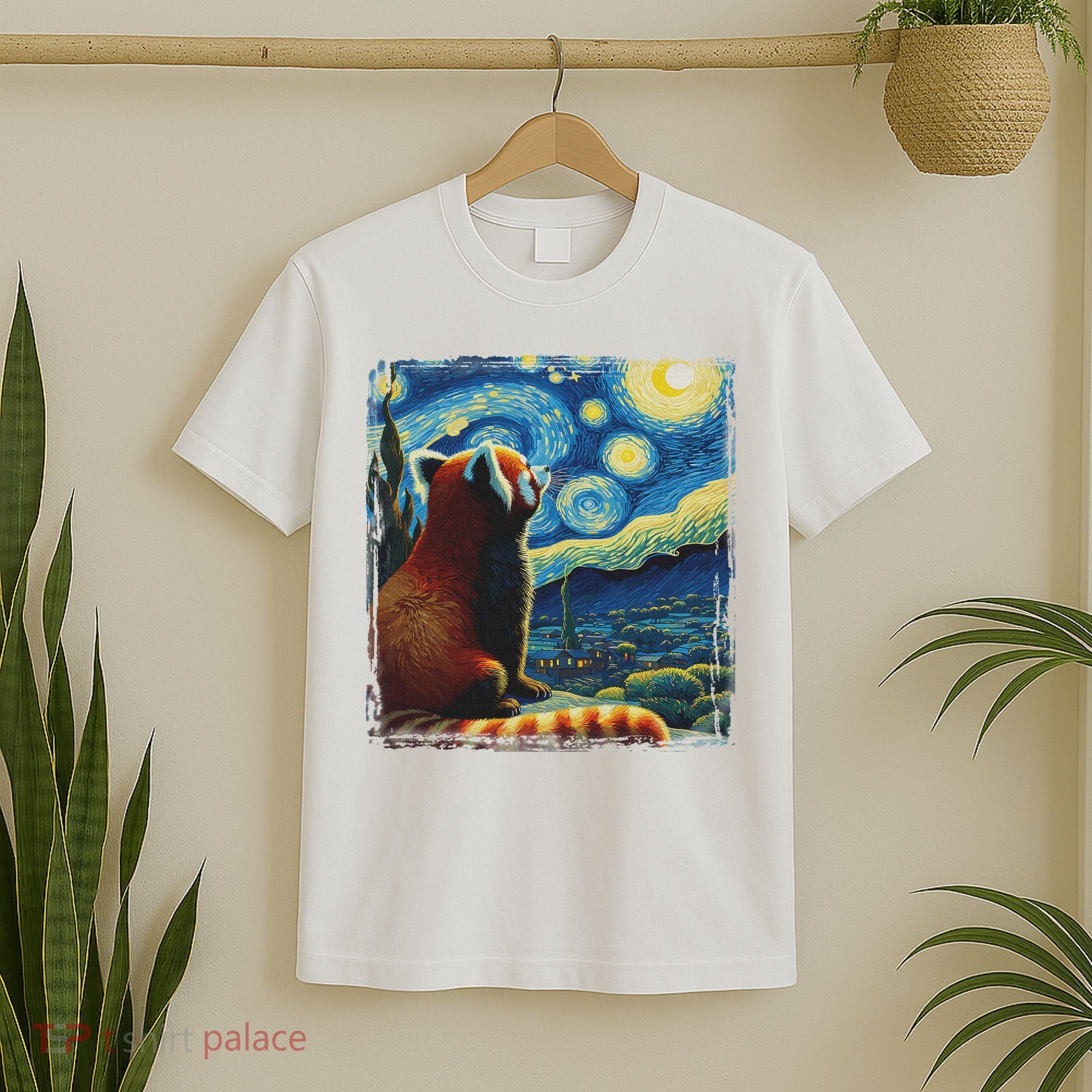 Artistic Red Panda Van Gogh Starry Night Red Panda T-Shirt