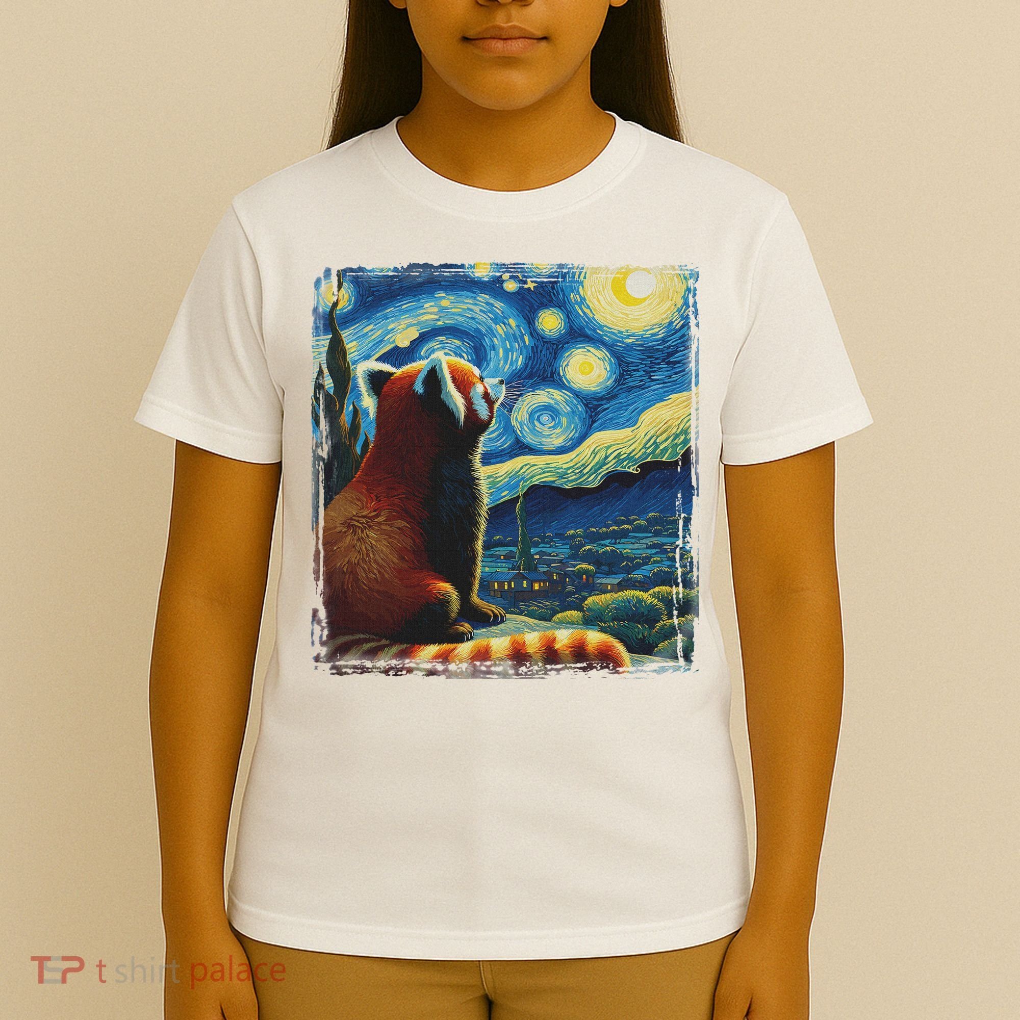 Artistic Red Panda Van Gogh Starry Night Red Panda T-Shirt
