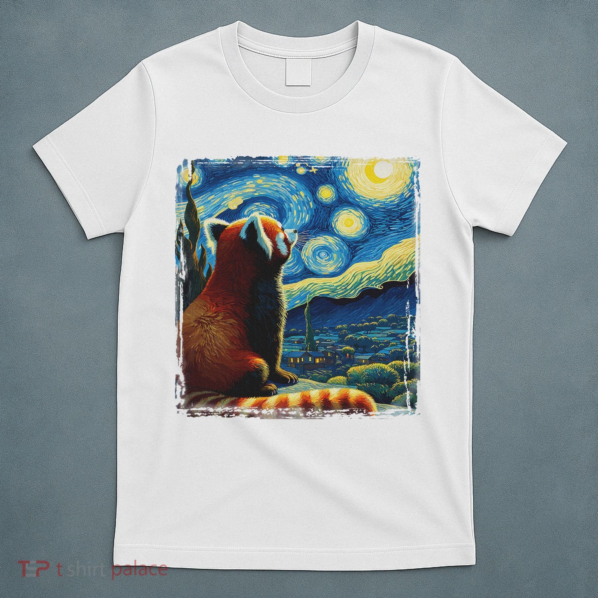 Artistic Red Panda Van Gogh Starry Night Red Panda T-Shirt