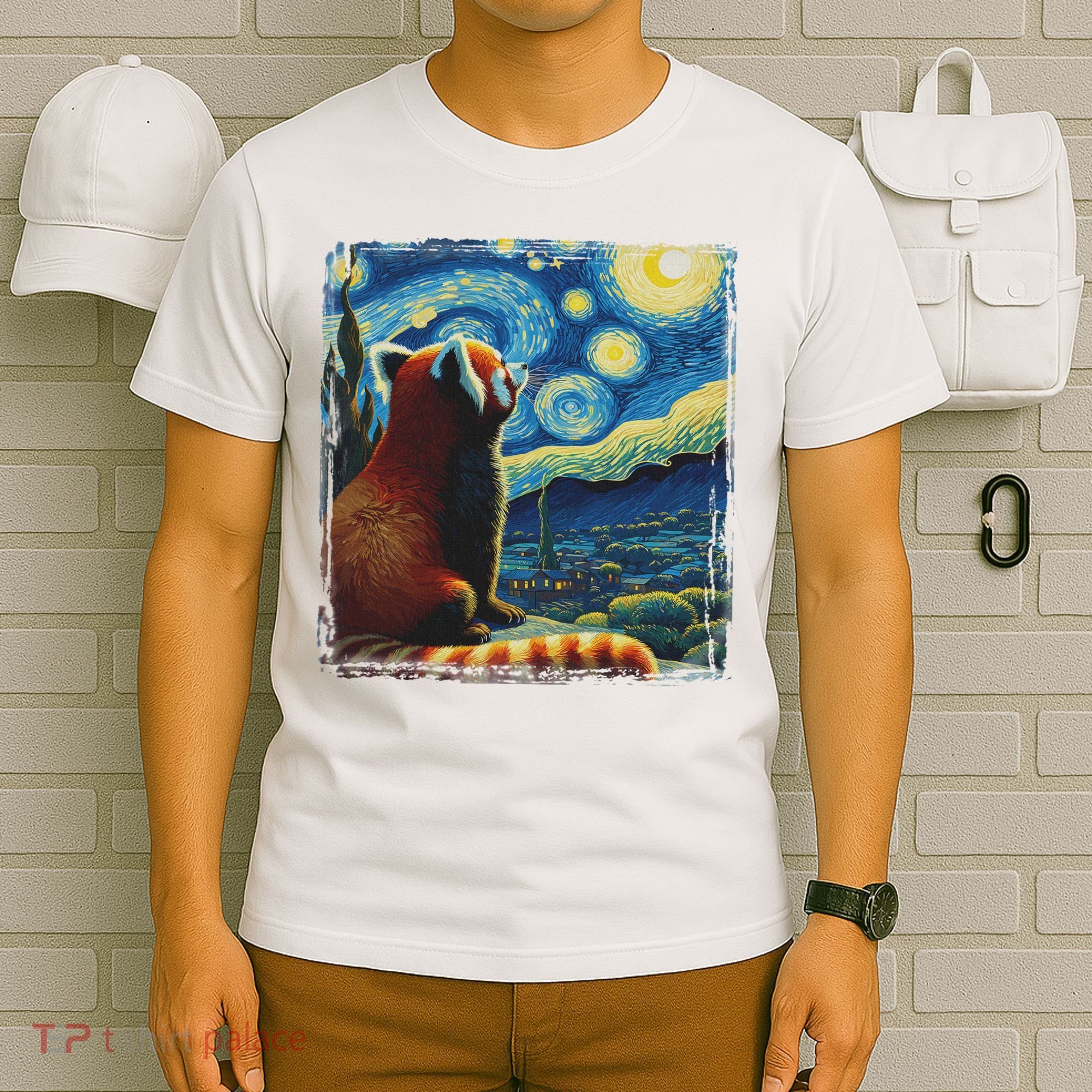 Artistic Red Panda Van Gogh Starry Night Red Panda T-Shirt