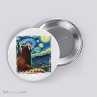 Artistic Red Panda Van Gogh Starry Night Red Panda Button thumb 0