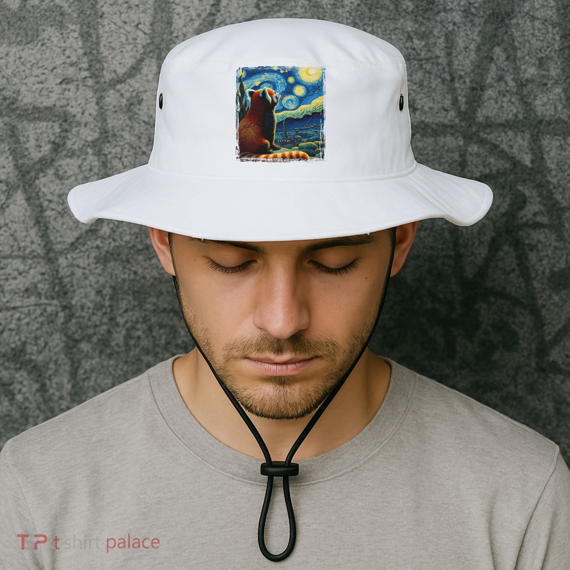 Artistic Red Panda Van Gogh Starry Night Red Panda Bucket Hat