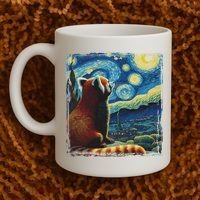 Artistic Red Panda Van Gogh Starry Night Red Panda Coffee Mug thumb 2