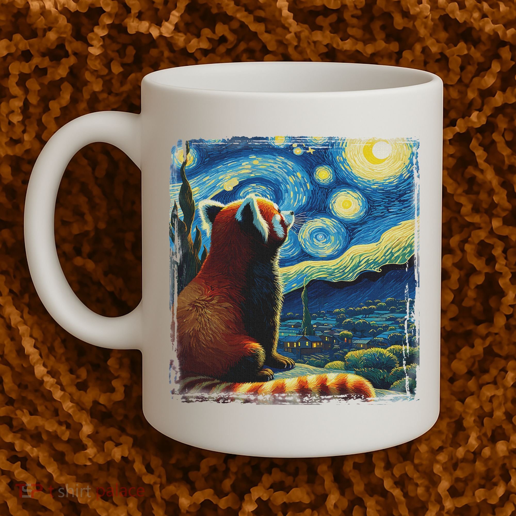 Artistic Red Panda Van Gogh Starry Night Red Panda Coffee Mug