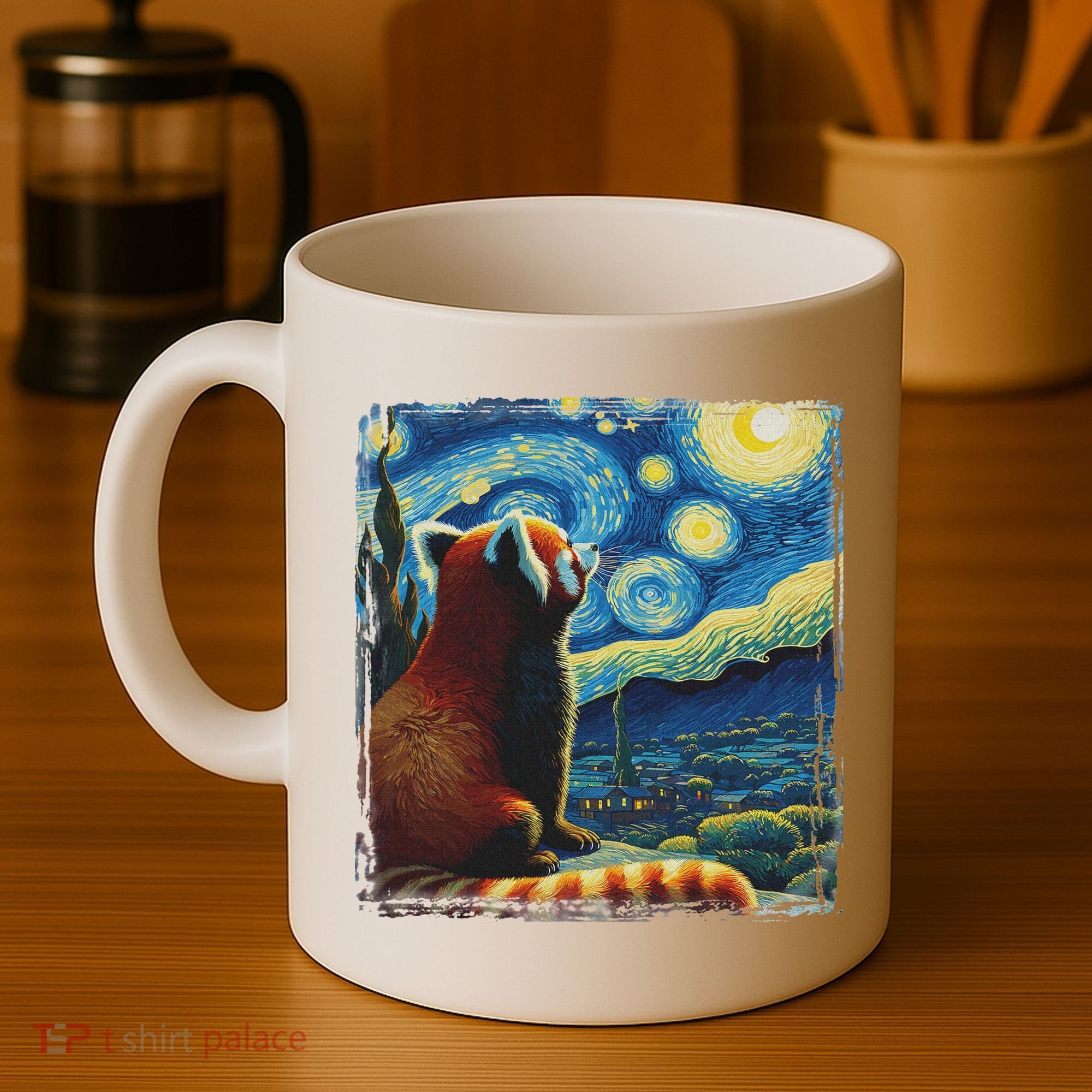 Artistic Red Panda Van Gogh Starry Night Red Panda Coffee Mug