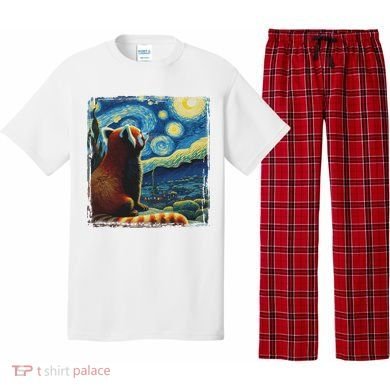 Artistic Red Panda Van Gogh Starry Night Red Panda Pajama Set