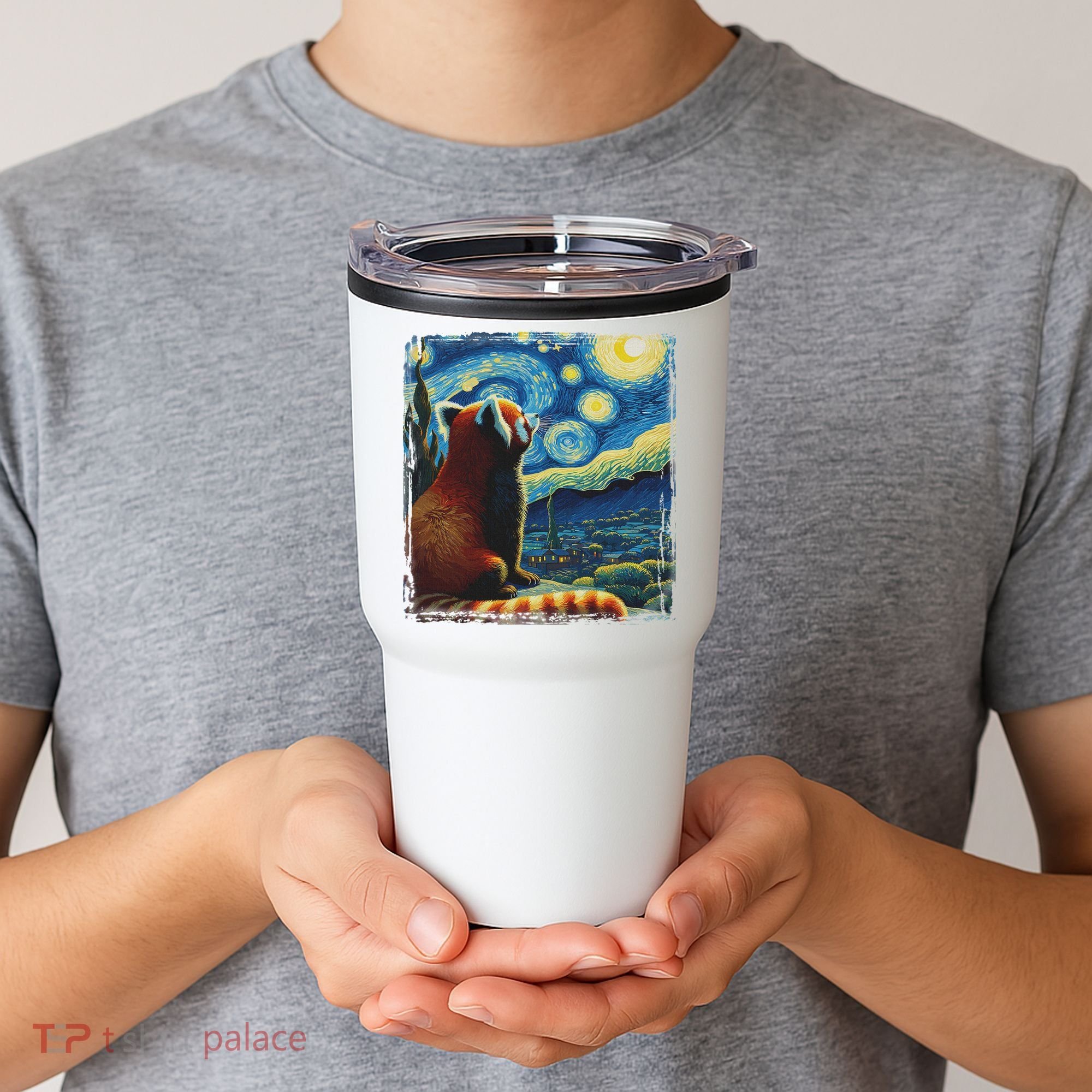Artistic Red Panda Van Gogh Starry Night Red Panda Tumbler
