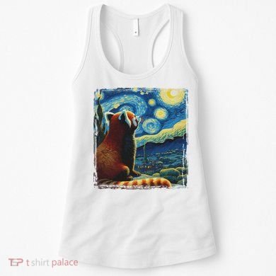 Artistic Red Panda Van Gogh Starry Night Red Panda Women's Tank Top