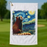 Artistic Red Panda Van Gogh Starry Night Red Panda Golf Towel thumb 1