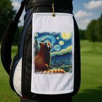 Artistic Red Panda Van Gogh Starry Night Red Panda Golf Towel thumb 2